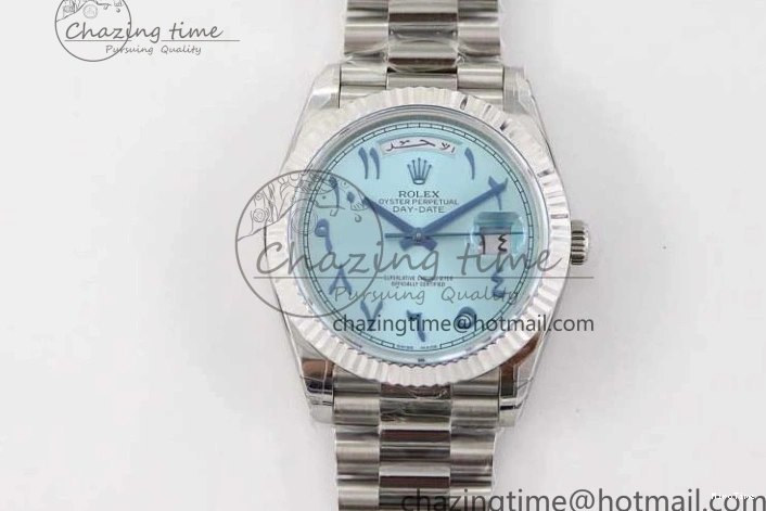 MiroTime 0329 Comfortable Day Date 40mm SS 904L Steel TWF 1:1 Best Edition Ice Blue Arabic Dial on SS Bracelet A 2357